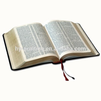 High quality PU leather hardcover holy Bible printing with ribbon book mark